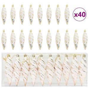 vidaXL Kalėdinis spiralinis kamuolys 40 vnt. &scaron;ampano 3 x 11 cm
