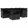 vidaXL Sofos komplektas su pagalvėlėmis, 6 dalių, juodas, poliratanas