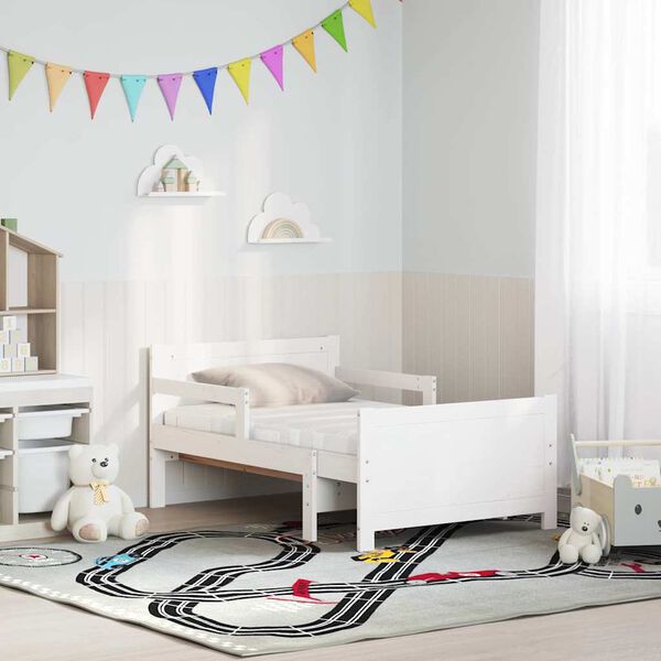 vidaXL Lovos rėmas su čiužiniu Balta 80 x 200 cm Kietos pu&scaron;ies mediena