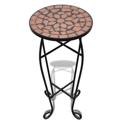 Mozaikinis šoninis staliukas-staliukas augalams, terakota spalvos