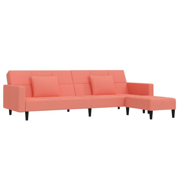 vidaXL Dvivietė sofa-lova su pagalvėmis ir pakoja, rožinė, aksomas