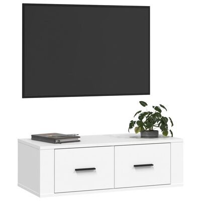 vidaXL Pakabinama televizoriaus spintelė, balta, 80x36x25cm, mediena