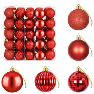 vidaXL Kalėdų kamuoliukų rinkinys 75 vnt. Raudona 6 cm Polystirenas