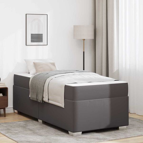 vidaXL Lovos rėmas su čiužiniu Pilka 100 x 200 cm audinys