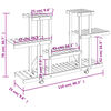 vidaXL Gėlių stovas su ratukais, 110x25x78cm, eglės medienos masyvas