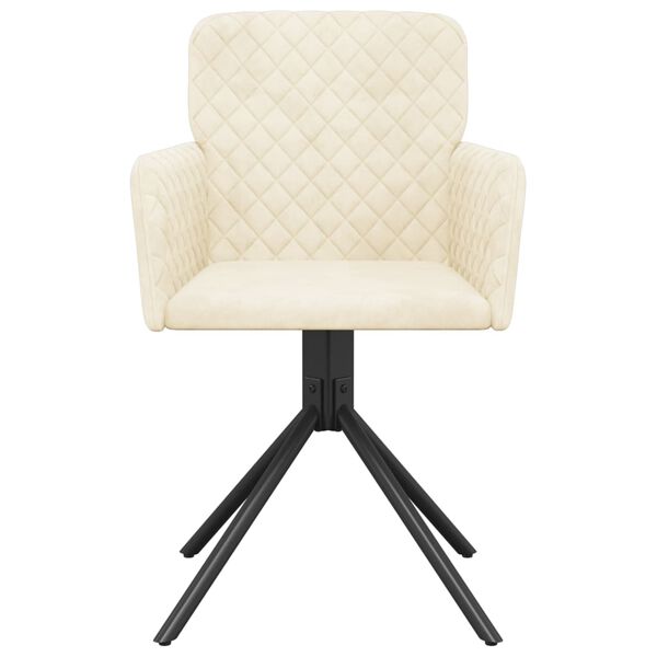 vidaXL Pasukamos valgomojo kėdės, 2vnt., kreminės spalvos, aksomas