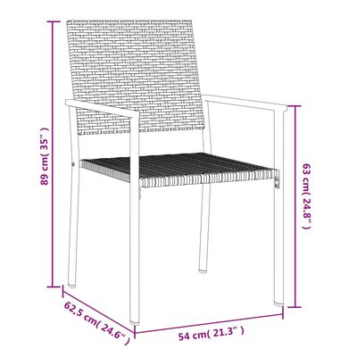 vidaXL Sodo kėdės, 6vnt., juodos spalvos, 54x62,5x89cm, poliratanas