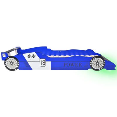 vidaXL Vaikiška LED lova lenktyninė mašina, mėlyna, 90x200 cm
