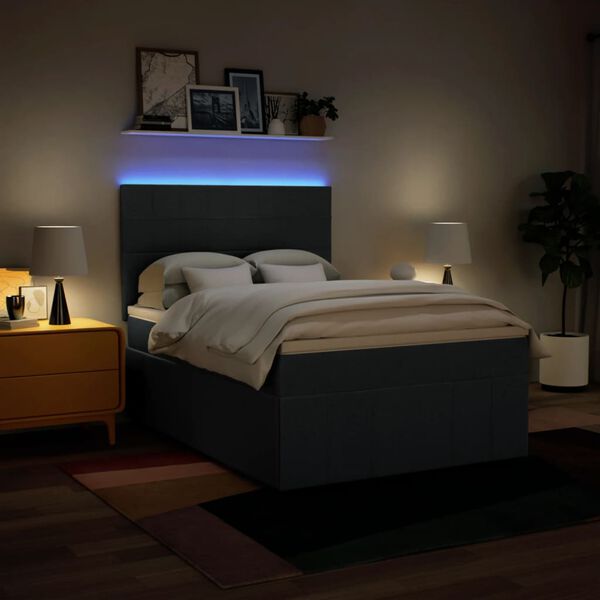 vidaXL Lova su spyruoklėmis ir čiužiniu, mėlyna, 140x200 cm, audinys