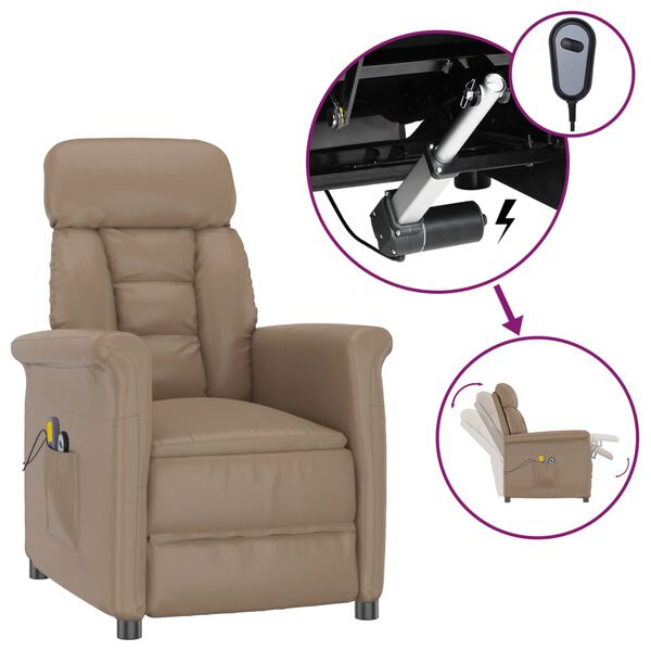 vidaXL Elektrinis masažinis krėslas, kapučino spalvos, dirbtinė oda