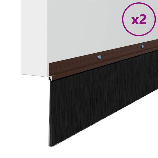 vidaXL Sukabinamų durų šepetėlių sandarikliai 2 pcs Ruda 100 cm