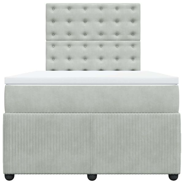 vidaXL Lova su spyruoklėmis ir čiužiniu, pilka, 120x200cm, aksomas