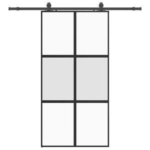 vidaXL Stumdomos durys su įrangos rinkiniu, juodas, 102,5x205 cm
