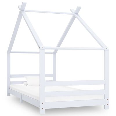 vidaXL Vaikiškos lovos rėmas, baltas, 90x200cm, pušies masyvas