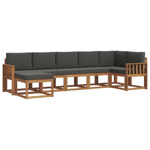vidaXL Lauko sofos komplektas su pagalve 7 pcs Natūralus ir antracitas