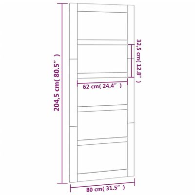 vidaXL Tvarto durys, baltos, 80x1,8x204,5cm, pušies medienos masyvas
