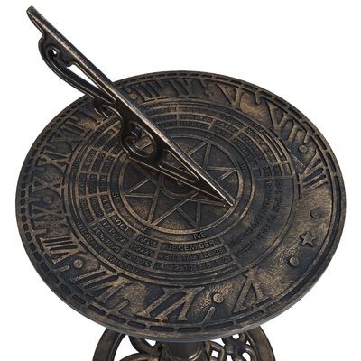 vidaXL Saulės laikrodis, bronzos sp., 35,5x82cm, plastikas