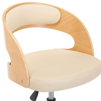 vidaXL Pasukama biuro kėdė, kreminė, išlenkta mediena ir dirbtinė oda