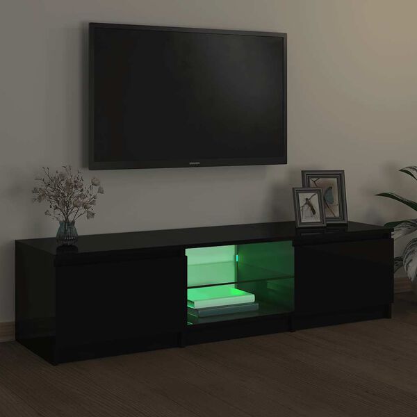 vidaXL Televizoriaus spintelė su LED apšvietimu, juoda, 140x40x36cm