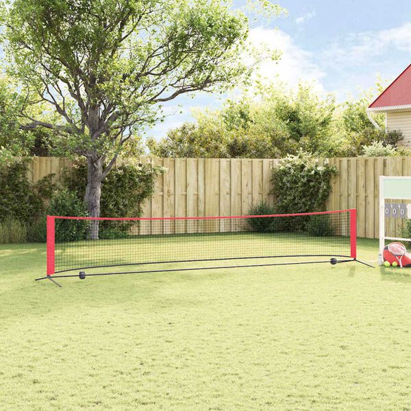 vidaXL Teniso tinklas Juoda ir raudona 494,5 x 90 x 87 cm Poliesteris