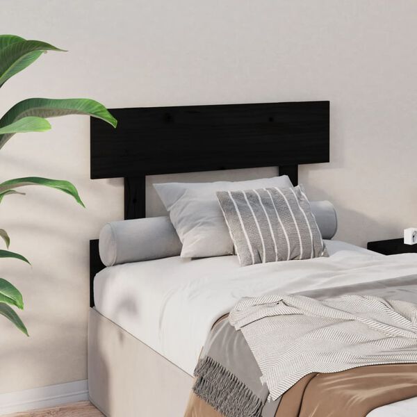 vidaXL Lovos galvūgalis, juodas, 93,5x3x81cm, pu&scaron;ies masyvas