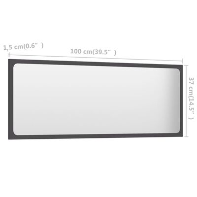 vidaXL Vonios kambario veidrodis, pilkos spalvos, 100x1,5x37cm, MDP