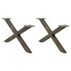 vidaXL Kavos staliuko kojelės, X formos, 2 vnt., natūralus plienas, 70x(30-31) cm, plienas