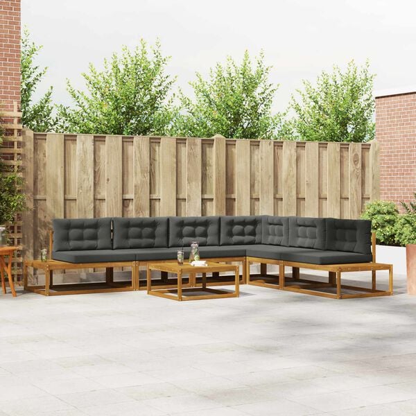 vidaXL Lauko sofos komplektas 7 Vienetas Natūralus ir antracitas