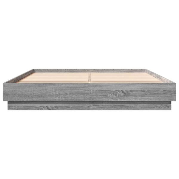 vidaXL Lovos rėmas, pilkos ąžuolo spalvos, 140x200cm, apdirbta mediena