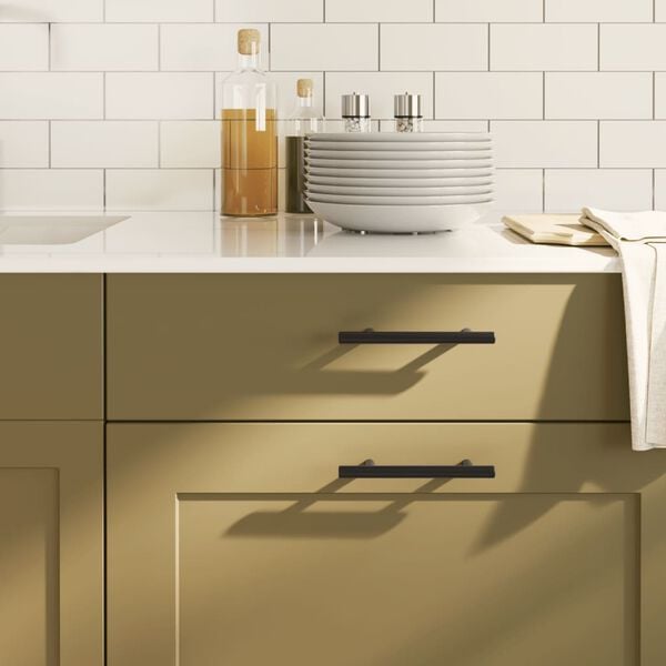 vidaXL Spintelės rankenėlės, 10vnt., juodos, nerūdijantis plienas