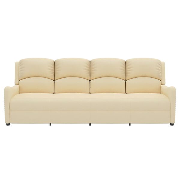 vidaXL Keturvietis atlošiamas masažinis krėslas, kreminis, audinys