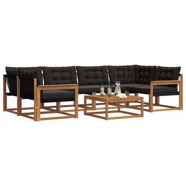 vidaXL Lauko sofos komplektas su pagalve 7 pcs Natūrali ir juoda