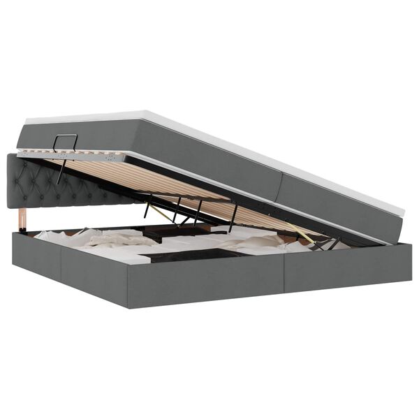 vidaXL Lova su daiktų laikymo vieta ir čiužiniu Tamsiai pilka