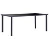 vidaXL Valgomojo stalas, juodas, 180x90x75cm, grūdintas stiklas
