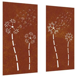 vidaXL Sodo sienos dekoracija, 2 dalių, 105x55cm, corten plienas