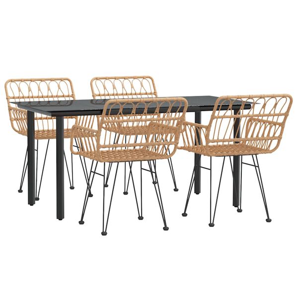 vidaXL Sodo valgomojo baldų komplektas, 5 dalių, poliratanas