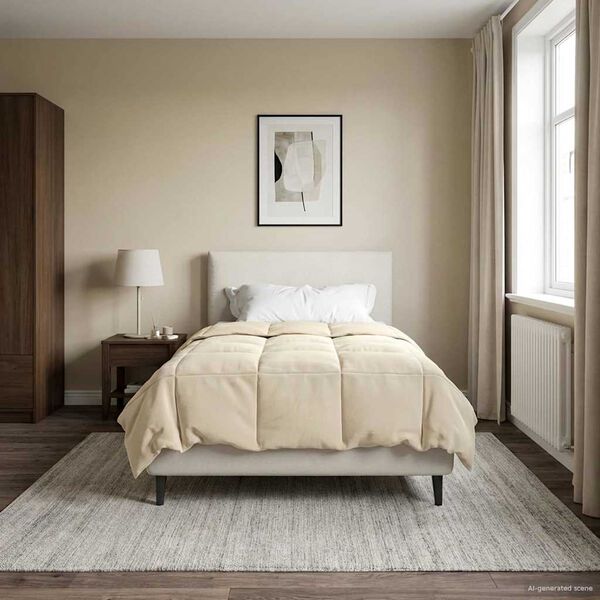 vidaXL Pilna metų antklodė Tik&scaron;tas Kreminė 135 x 200 cm Mikropluo&scaron;tas