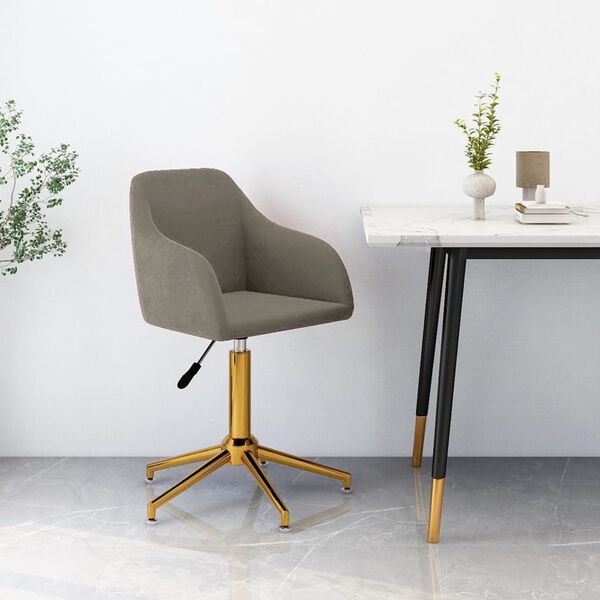 vidaXL Pasukama valgomojo kėdė, &scaron;viesiai pilka, aksomas (330701)