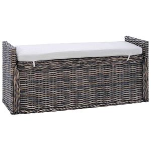 vidaXL Laikymo suolas su pagalve Juoda plauna 110 x 40 x 50 cm Ratanas