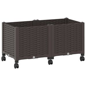 vidaXL Sodo puodynė su ratukais Ruda 80 x 40 x 44 cm PP