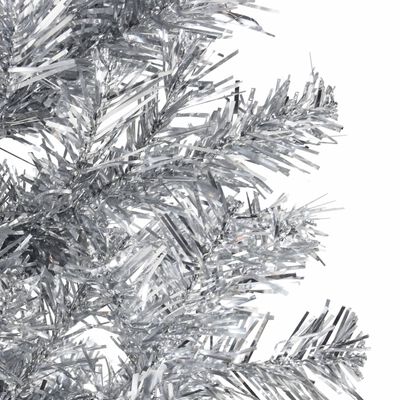 vidaXL Siaura dirbtinė pusinė Kalėdų eglutė su stovu, sidabrinė, 120cm