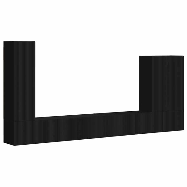 vidaXL TV sieninio kabineto komplektas 6 pcs Juoda