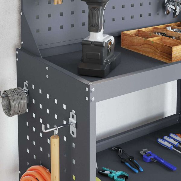 vidaXL Įrankių vežimėlis su lentyna Antracitas 65 x 35 x 111 cm