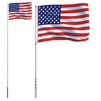 vidaXL JAV vėliava su stiebu, aliuminis, 5,55m
