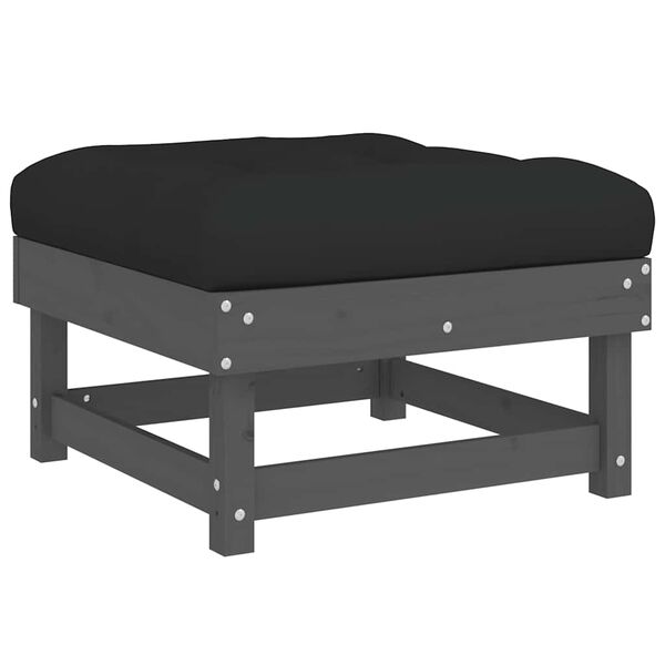 vidaXL Sodo pakoja su pagalvėle, pilka, pu&scaron;ies medienos masyvas