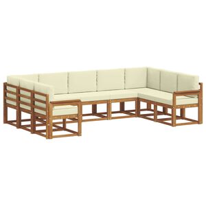 vidaXL Lauko sofos komplektas su pagalve 9 pcs Natūralus ir grietinėlė
