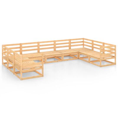 vidaXL Sodo poilsio baldų komplektas, 9 dalių, pušies medienos masyvas