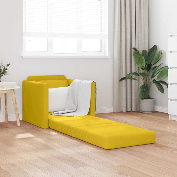 vidaXL Sofa lova 60cm Tamsiai geltona Aksomas