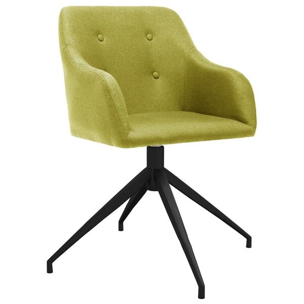 vidaXL Pasukamos valgomojo kėdės, 2vnt., žalios spalvos, audinys