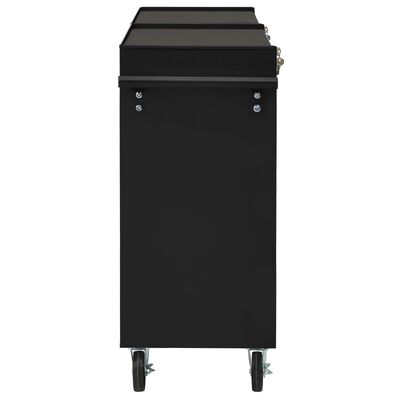 vidaXL Įrankių vežimėlis su 10 stalčių, juodos spalvos, plienas